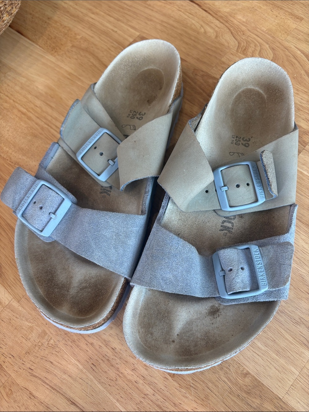 Birkenstock Arizona two toned blue sandals